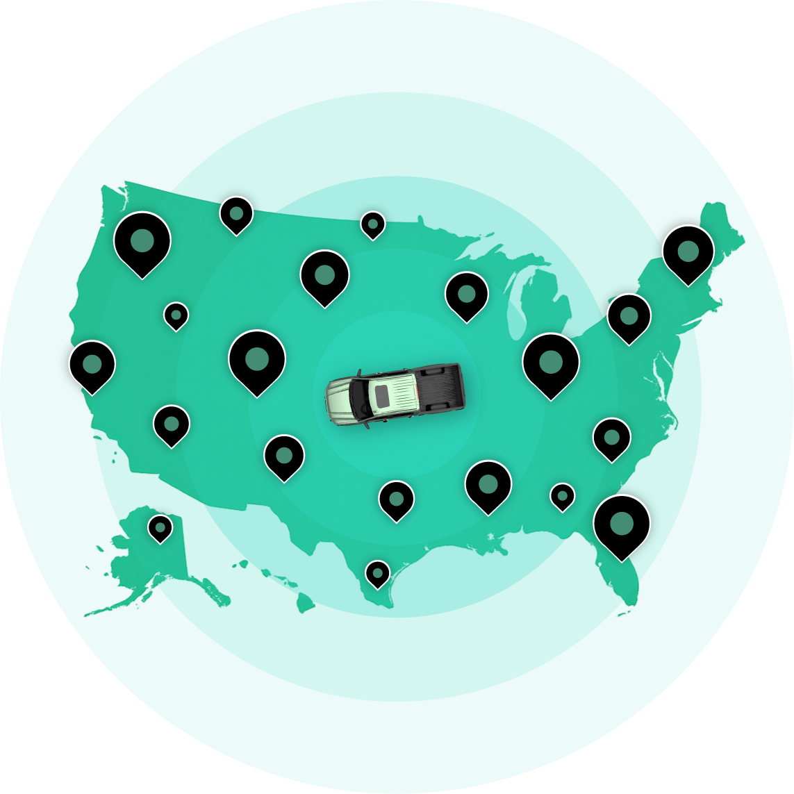 Nationwide locations map
