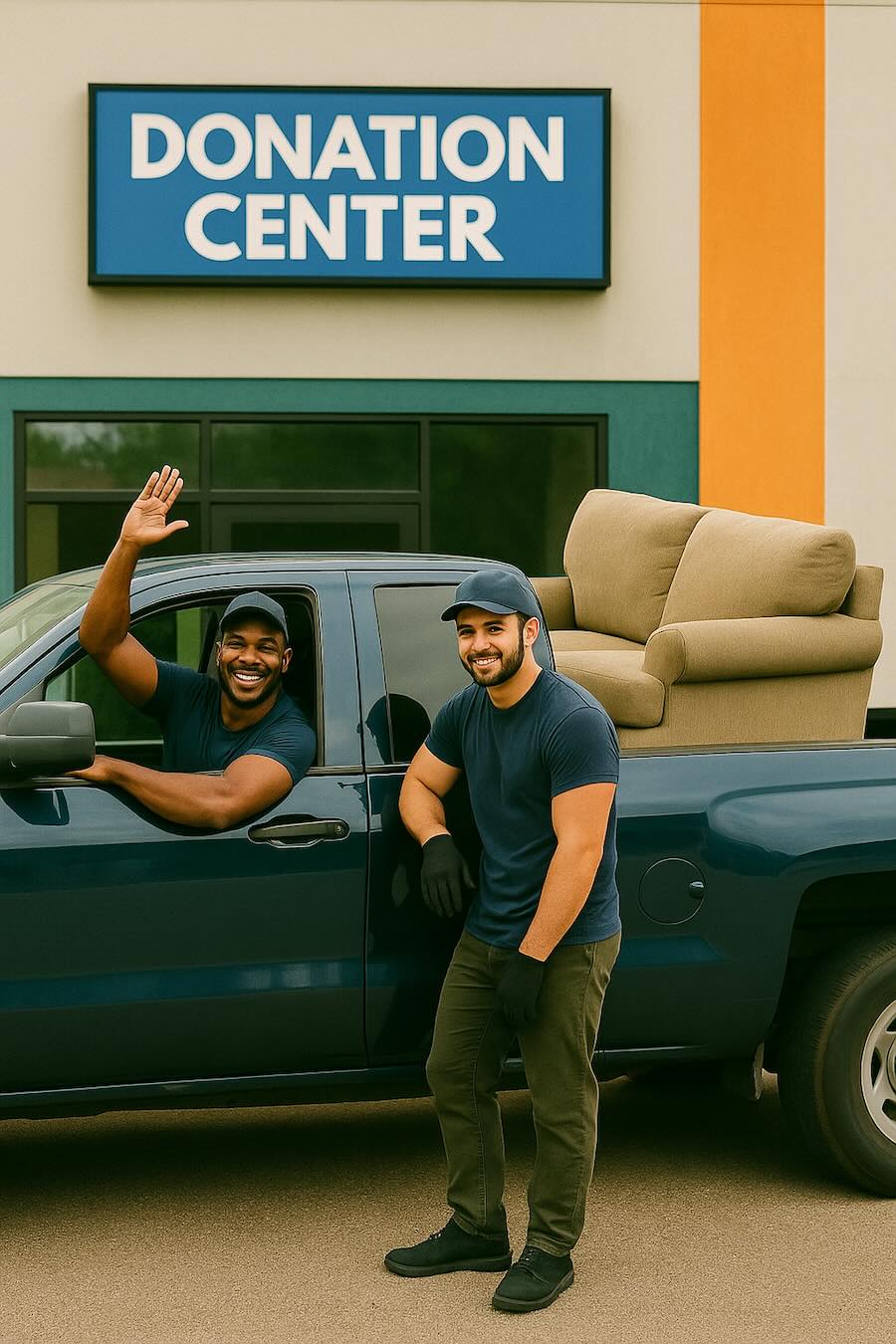 Local pros picking up a bicycle for charity donation delivery