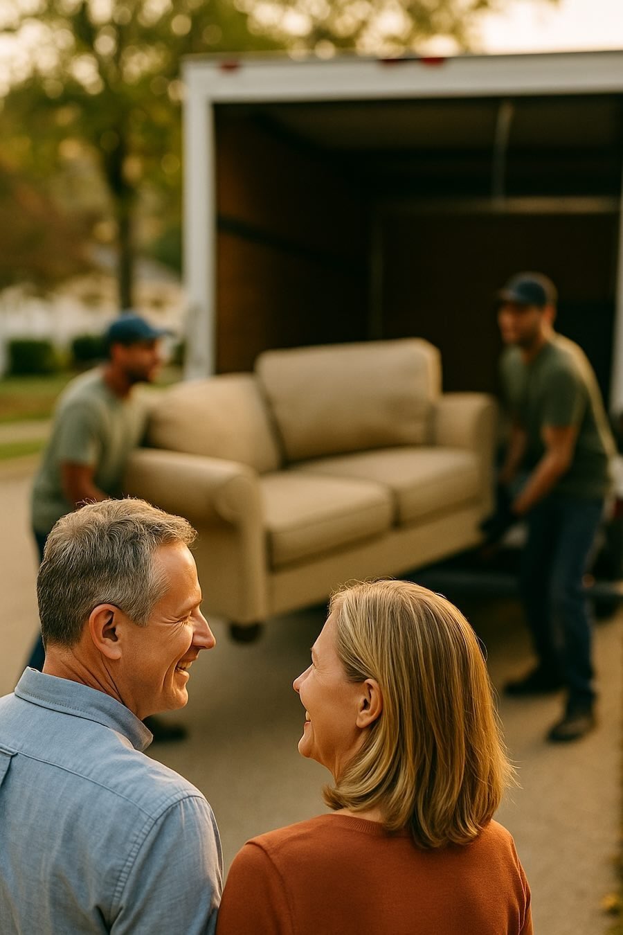 Local pros picking up a couch donation for local charity drop-off