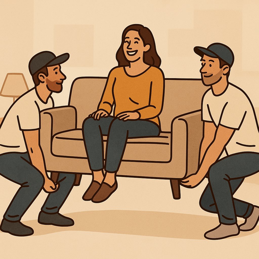 Local pros hauling away an old couch